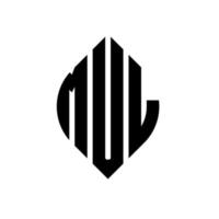 diseño de logotipo de letra de círculo múltiple con forma de círculo y elipse. letras de elipse mul con estilo tipográfico. las tres iniciales forman un logo circular. vector de marca de letra de monograma abstracto de emblema de círculo mul.