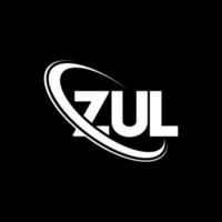 logotipo azul. letra azul. diseño del logotipo de la letra zul. logotipo de iniciales zul vinculado con círculo y logotipo de monograma en mayúsculas. tipografía zul para tecnología, negocios y marca inmobiliaria. vector