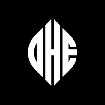OHE circle letter logo design with circle and ellipse shape. OHE ellipse letters with typographic style. The three initials form a circle logo. OHE Circle Emblem Abstract Monogram Letter Mark Vector. vector