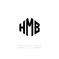 diseño de logotipo de letra hmb con forma de polígono. diseño de logotipo en forma de cubo y polígono hmb. Hmb hexágono vector logo plantilla colores blanco y negro. monograma hmb, logotipo comercial y inmobiliario.