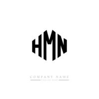 diseño de logotipo de letra hmn con forma de polígono. diseño de logotipo en forma de cubo y polígono hmn. hmn hexágono vector logo plantilla colores blanco y negro. monograma hmn, logotipo comercial e inmobiliario.