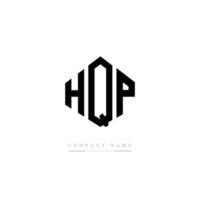 diseño de logotipo de letra hqp con forma de polígono. diseño de logotipo en forma de cubo y polígono hqp. plantilla de logotipo vectorial hexagonal hqp colores blanco y negro. monograma hqp, logotipo comercial e inmobiliario. vector