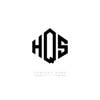 HQS letter logo design with polygon shape. HQS polygon and cube shape logo design. HQS hexagon vector logo template white and black colors. HQS monogram, business and real estate logo.