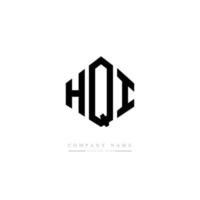 HQI letter logo design with polygon shape. HQI polygon and cube shape logo design. HQI hexagon vector logo template white and black colors. HQI monogram, business and real estate logo.