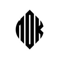 diseño de logotipo de letra de círculo mok con forma de círculo y elipse. mok letras elipses con estilo tipográfico. las tres iniciales forman un logo circular. vector de marca de letra de monograma abstracto del emblema del círculo mok.