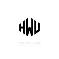 HWU letter logo design with polygon shape. HWU polygon and cube shape logo design. HWU hexagon vector logo template white and black colors. HWU monogram, business and real estate logo.
