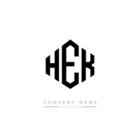 diseño de logotipo de letra hek con forma de polígono. hek polígono y diseño de logotipo en forma de cubo. hek hexágono vector logo plantilla colores blanco y negro. hek monograma, logotipo comercial e inmobiliario.