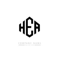 HEA letter logo design with polygon shape. HEA polygon and cube shape logo design. HEA hexagon vector logo template white and black colors. HEA monogram, business and real estate logo.