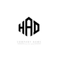 HAD letter logo design with polygon shape. HAD polygon and cube shape logo design. HAD hexagon vector logo template white and black colors. HAD monogram, business and real estate logo.