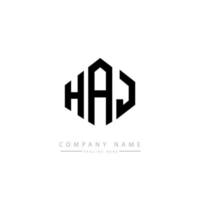 diseño de logotipo de letra haj con forma de polígono. diseño de logotipo en forma de cubo y polígono haj. haj hexágono vector logo plantilla colores blanco y negro. monograma haj, logotipo empresarial y inmobiliario.