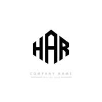 diseño de logotipo de letra har con forma de polígono. diseño de logotipo en forma de cubo y polígono har. har hexágono vector logo plantilla colores blanco y negro. monograma har, logotipo comercial e inmobiliario.