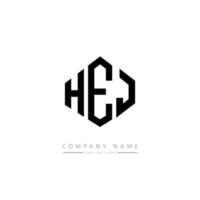 diseño de logotipo de letra hej con forma de polígono. hej polígono y diseño de logotipo en forma de cubo. hej hexágono vector logo plantilla colores blanco y negro. monograma hej, logotipo comercial e inmobiliario.