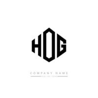 HOG letter logo design with polygon shape. HOG polygon and cube shape logo design. HOG hexagon vector logo template white and black colors. HOG monogram, business and real estate logo.