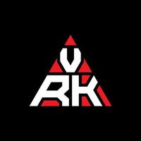 diseño de logotipo de letra de triángulo vrk con forma de triángulo. monograma de diseño de logotipo de triángulo vrk. plantilla de logotipo de vector de triángulo vrk con color rojo. logotipo triangular vrk logotipo simple, elegante y lujoso.