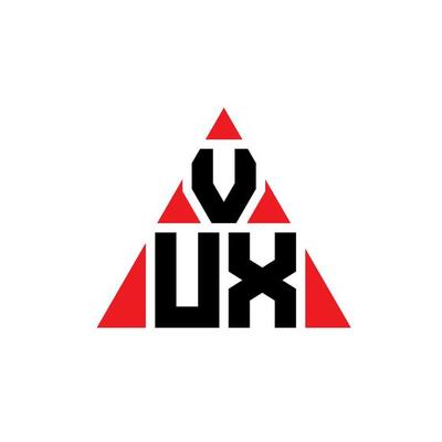 VUX triangle letter logo design with triangle shape. VUX triangle logo design monogram. VUX triangle vector logo template with red color. VUX triangular logo Simple, Elegant, and Luxurious Logo.