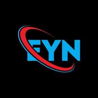 logotipo de eyn. carta eyn. diseño del logotipo de la letra eyn. logotipo de las iniciales eyn vinculado con un círculo y un logotipo de monograma en mayúsculas. tipografía eyn para tecnología, negocios y marca inmobiliaria. vector
