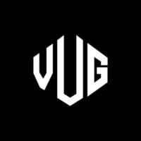 VUG letter logo design with polygon shape. VUG polygon and cube shape logo design. VUG hexagon vector logo template white and black colors. VUG monogram, business and real estate logo.