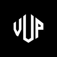 diseño de logotipo de letra vup con forma de polígono. vup polígono y diseño de logotipo en forma de cubo. vup hexágono vector logo plantilla colores blanco y negro. monograma vup, logotipo comercial e inmobiliario.