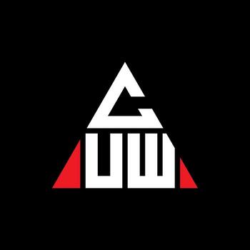 CUW triangle letter logo design with triangle shape. CUW triangle logo design monogram. CUW triangle vector logo template with red color. CUW triangular logo Simple, Elegant, and Luxurious Logo.