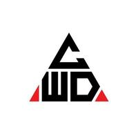 CWD triangle letter logo design with triangle shape. CWD triangle logo design monogram. CWD triangle vector logo template with red color. CWD triangular logo Simple, Elegant, and Luxurious Logo.