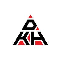 DKH triangle letter logo design with triangle shape. DKH triangle logo design monogram. DKH triangle vector logo template with red color. DKH triangular logo Simple, Elegant, and Luxurious Logo.