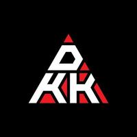 diseño de logotipo de letra triangular dkk con forma de triángulo. monograma de diseño del logotipo del triángulo dkk. plantilla de logotipo de vector de triángulo dkk con color rojo. logo triangular dkk logo simple, elegante y lujoso.