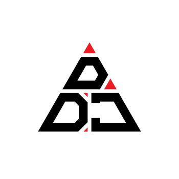 DDJ triangle letter logo design with triangle shape. DDJ triangle logo design monogram. DDJ triangle vector logo template with red color. DDJ triangular logo Simple, Elegant, and Luxurious Logo.