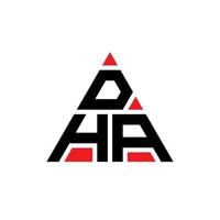 DHA triangle letter logo design with triangle shape. DHA triangle logo design monogram. DHA triangle vector logo template with red color. DHA triangular logo Simple, Elegant, and Luxurious Logo.