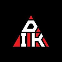 diseño de logotipo de letra de triángulo dik con forma de triángulo. monograma de diseño del logotipo del triángulo dik. plantilla de logotipo de vector de triángulo dik con color rojo. logotipo triangular dik logotipo simple, elegante y lujoso.