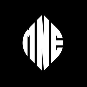 MNE circle letter logo design with circle and ellipse shape. MNE ellipse letters with typographic style. The three initials form a circle logo. MNE Circle Emblem Abstract Monogram Letter Mark Vector. vector