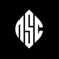 MSC circle letter logo design with circle and ellipse shape. MSC ellipse letters with typographic style. The three initials form a circle logo. MSC Circle Emblem Abstract Monogram Letter Mark Vector. vector