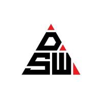 DSW triangle letter logo design with triangle shape. DSW triangle logo design monogram. DSW triangle vector logo template with red color. DSW triangular logo Simple, Elegant, and Luxurious Logo.