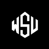 WSU letter logo design with polygon shape. WSU polygon and cube shape logo design. WSU hexagon vector logo template white and black colors. WSU monogram, business and real estate logo.