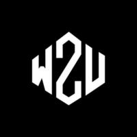 WZU letter logo design with polygon shape. WZU polygon and cube shape logo design. WZU hexagon vector logo template white and black colors. WZU monogram, business and real estate logo.