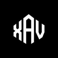 XAV letter logo design with polygon shape. XAV polygon and cube shape logo design. XAV hexagon vector logo template white and black colors. XAV monogram, business and real estate logo.