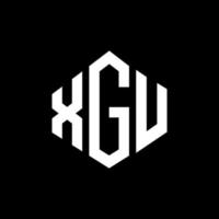 XGU letter logo design with polygon shape. XGU polygon and cube shape logo design. XGU hexagon vector logo template white and black colors. XGU monogram, business and real estate logo.