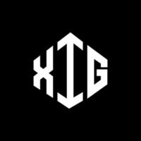 XIG letter logo design with polygon shape. XIG polygon and cube shape logo design. XIG hexagon vector logo template white and black colors. XIG monogram, business and real estate logo.