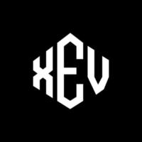 XEV letter logo design with polygon shape. XEV polygon and cube shape logo design. XEV hexagon vector logo template white and black colors. XEV monogram, business and real estate logo.