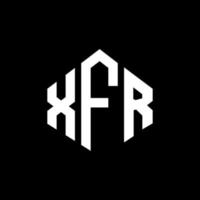 XFR letter logo design with polygon shape. XFR polygon and cube shape logo design. XFR hexagon vector logo template white and black colors. XFR monogram, business and real estate logo.