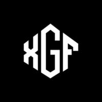 XGF letter logo design with polygon shape. XGF polygon and cube shape logo design. XGF hexagon vector logo template white and black colors. XGF monogram, business and real estate logo.