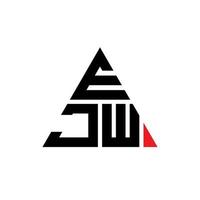 EJW triangle letter logo design with triangle shape. EJW triangle logo design monogram. EJW triangle vector logo template with red color. EJW triangular logo Simple, Elegant, and Luxurious Logo.