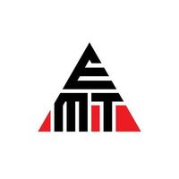 diseño de logotipo de letra triangular emt con forma de triángulo. monograma de diseño de logotipo de triángulo emt. plantilla de logotipo de vector de triángulo emt con color rojo. logotipo triangular emt logotipo simple, elegante y lujoso.