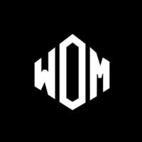 WOM letter logo design with polygon shape. WOM polygon and cube shape logo design. WOM hexagon vector logo template white and black colors. WOM monogram, business and real estate logo.