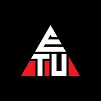 etu diseño de logotipo de letra triangular con forma de triángulo. monograma de diseño del logotipo del triángulo etu. plantilla de logotipo de vector de triángulo etu con color rojo. logotipo triangular etu logotipo simple, elegante y lujoso.