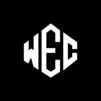 WEC letter logo design with polygon shape. WEC polygon and cube shape logo design. WEC hexagon vector logo template white and black colors. WEC monogram, business and real estate logo.