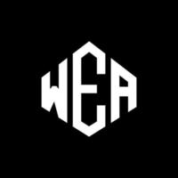 diseño de logotipo de letra wea con forma de polígono. wea polígono y diseño de logotipo en forma de cubo. wea hexágono vector logo plantilla colores blanco y negro. monograma wea, logotipo comercial y inmobiliario.