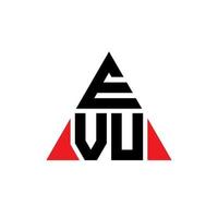 EVU triangle letter logo design with triangle shape. EVU triangle logo design monogram. EVU triangle vector logo template with red color. EVU triangular logo Simple, Elegant, and Luxurious Logo.