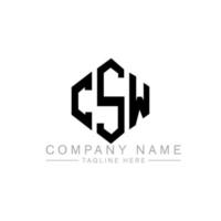 CSW letter logo design with polygon shape. CSW polygon and cube shape logo design. CSW hexagon vector logo template white and black colors. CSW monogram, business and real estate logo.