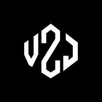 VZJ letter logo design with polygon shape. VZJ polygon and cube shape logo design. VZJ hexagon vector logo template white and black colors. VZJ monogram, business and real estate logo.