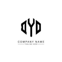 DYO letter logo design with polygon shape. DYO polygon and cube shape logo design. DYO hexagon vector logo template white and black colors. DYO monogram, business and real estate logo.